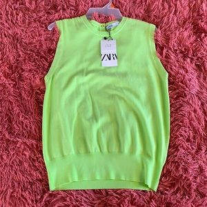 Neon Green Zara Women’s Sweater Vest